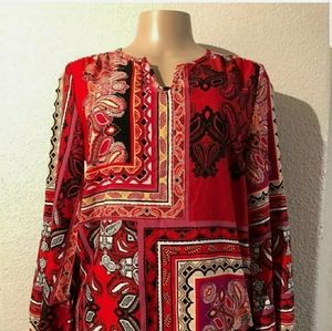 Chico's K Hole neck Women Size XS Blouse Long Slee